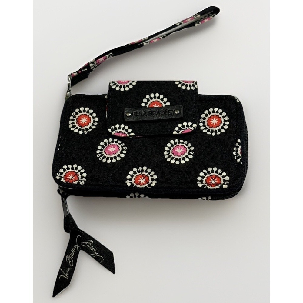Vera Bradley Smartphone Wristlet 2.0 -Parisian Pom Poms Black And Pink